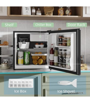 HOMCOM 46L Counter Top Fridge with Chiller Box Mini Fridge for Bedrooms Black