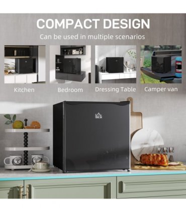 HOMCOM 46L Counter Top Fridge with Chiller Box Mini Fridge for Bedrooms Black