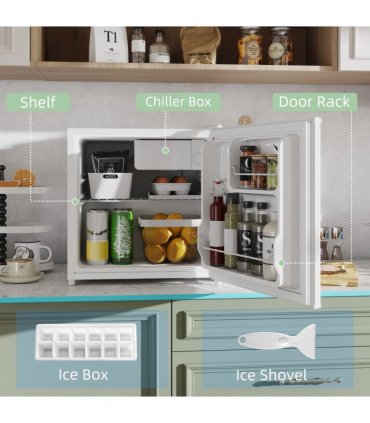 HOMCOM 46L Counter Top Fridge with Chiller Box Mini Fridge for Bedrooms Cream