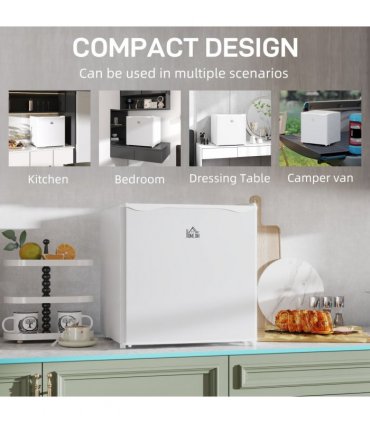HOMCOM 46L Counter Top Fridge with Chiller Box Mini Fridge for Bedrooms Cream