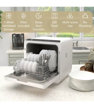 HOMCOM Table Top Dishwasher w/ 4 Place Settings 6 Programmes Fruit Wash Mode