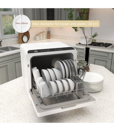 HOMCOM Table Top Dishwasher w/ 4 Place Settings 6 Programmes Fruit Wash Mode