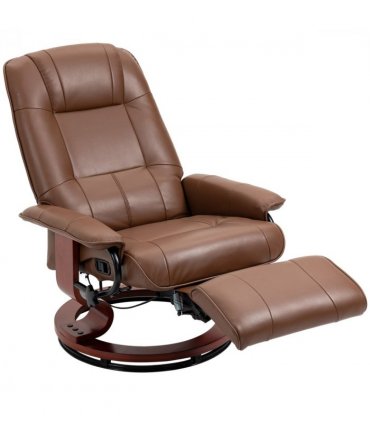HOMCOM Ergonomic Office Recliner Sofa Chair PU Leather Armchair Lounger Brown
