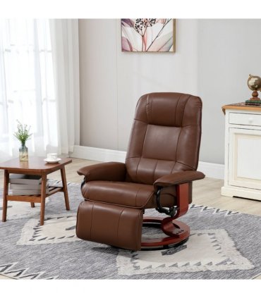 HOMCOM Ergonomic Office Recliner Sofa Chair PU Leather Armchair Lounger Brown