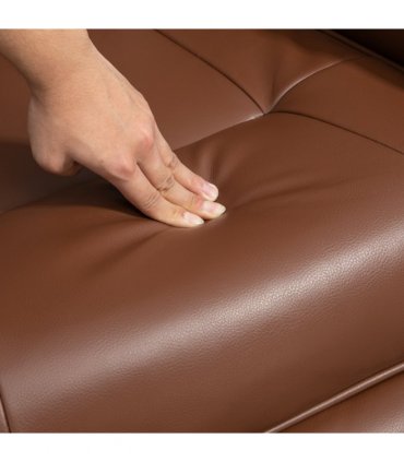 HOMCOM Ergonomic Office Recliner Sofa Chair PU Leather Armchair Lounger Brown