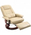HOMCOM Ergonomic Office Recliner Sofa Chair PU Leather Armchair Lounger Cream