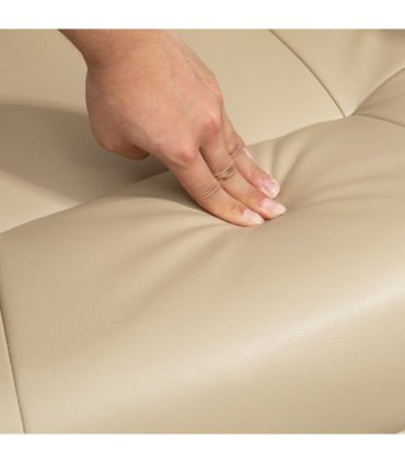 HOMCOM Ergonomic Office Recliner Sofa Chair PU Leather Armchair Lounger Cream