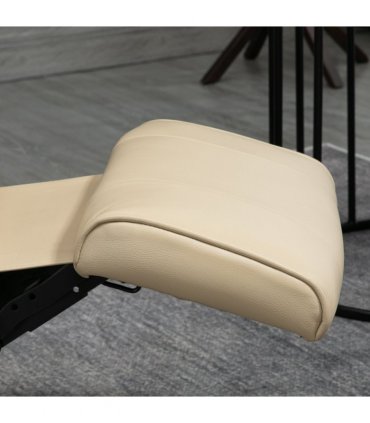 HOMCOM Ergonomic Office Recliner Sofa Chair PU Leather Armchair Lounger Cream