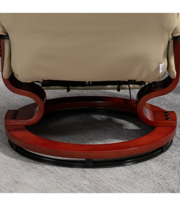 HOMCOM Ergonomic Office Recliner Sofa Chair PU Leather Armchair Lounger Cream