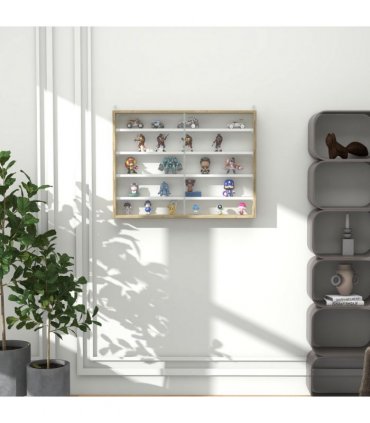 Wall Display Shelf Natural and White Particle Board Glass 80x9.5cm HOMCOM 5-Tier