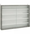 HOMCOM 5-Tier Wall Display Shelf Unit Cabinet w/ Shelves Glass Doors Grey Wood