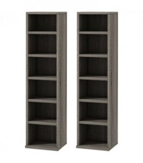Particle board CD Media Display Shelf Unit Tower Rack Adjustable, Mocha Wood