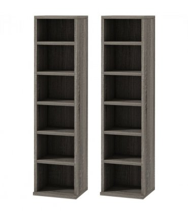 Particle board CD Media Display Shelf Unit Tower Rack Adjustable, Mocha Wood