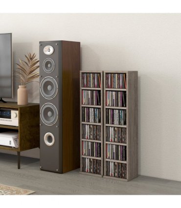 Particle board CD Media Display Shelf Unit Tower Rack Adjustable, Mocha Wood