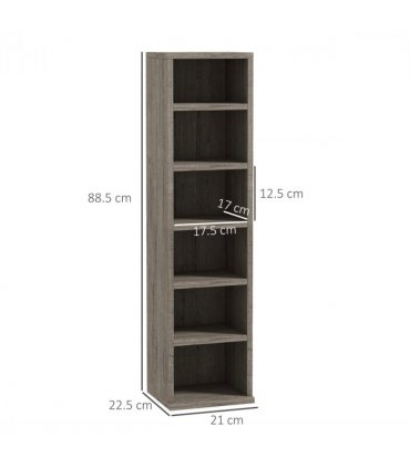 Particle board CD Media Display Shelf Unit Tower Rack Adjustable, Mocha Wood