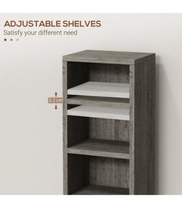 Particle board CD Media Display Shelf Unit Tower Rack Adjustable, Mocha Wood