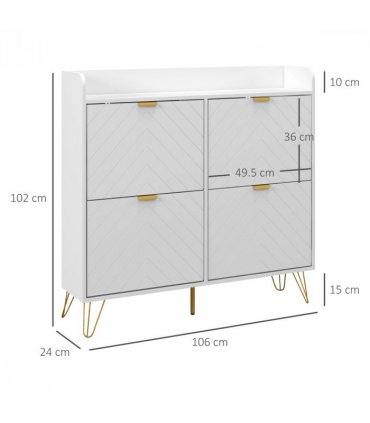 HOMCOM Narrow Shoe Storage Cabinet with 4 Flip Drawers for 16 Pairs of Shoes