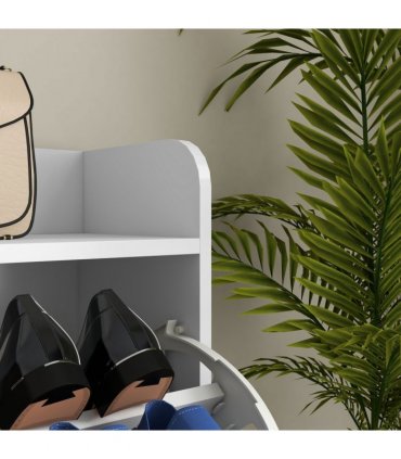 HOMCOM Narrow Shoe Storage Cabinet with 4 Flip Drawers for 16 Pairs of Shoes