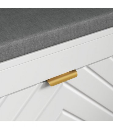 HOMCOM Shoe Bench with 2 Flip Drawers, Cushion, 8 Pairs for Entryway White