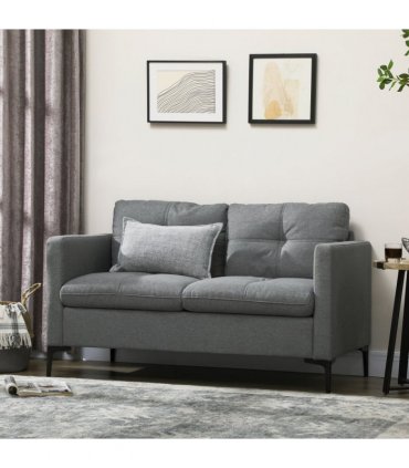 HOMCOM Modern Loveseat Sofa Upholstered 2 Seater Settee for Living Room Bedroom