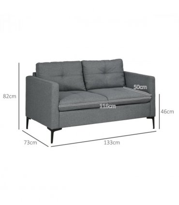 HOMCOM Modern Loveseat Sofa Upholstered 2 Seater Settee for Living Room Bedroom