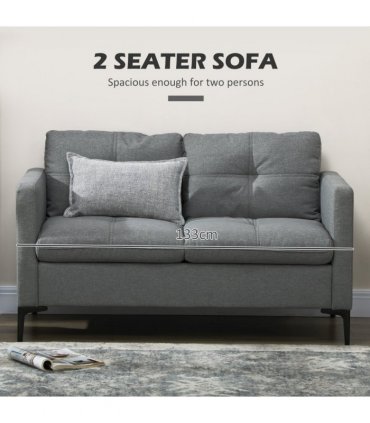 HOMCOM Modern Loveseat Sofa Upholstered 2 Seater Settee for Living Room Bedroom