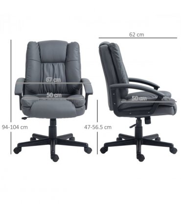 HOMCOM Faux Leather Home Office Chair Mid Back Desk Chair with Arms Dark Grey