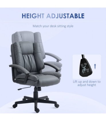 HOMCOM Faux Leather Home Office Chair Mid Back Desk Chair with Arms Dark Grey