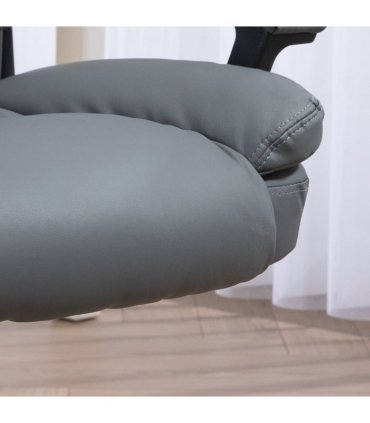 HOMCOM Faux Leather Home Office Chair Mid Back Desk Chair with Arms Dark Grey