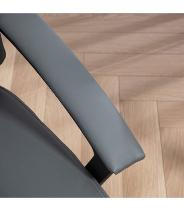 HOMCOM Faux Leather Home Office Chair Mid Back Desk Chair with Arms Dark Grey