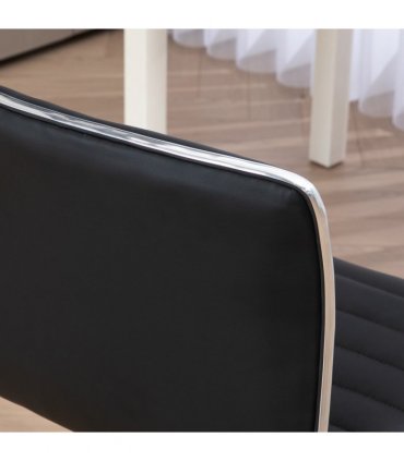 Office Chair Black PU Leather High-Density Sponge Adjustable Height 48x52x90cm