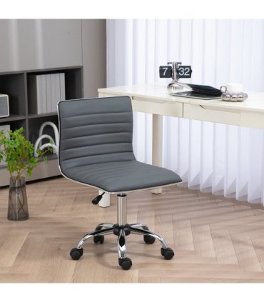 Office Chair PU Leather Dark Grey 48L x 52W x 90H cm Adjustable Height Swivel