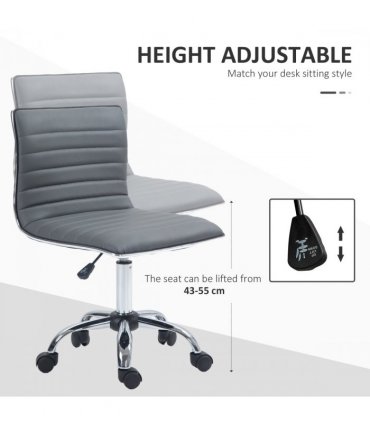 Office Chair PU Leather Dark Grey 48L x 52W x 90H cm Adjustable Height Swivel