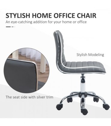 Office Chair PU Leather Dark Grey 48L x 52W x 90H cm Adjustable Height Swivel