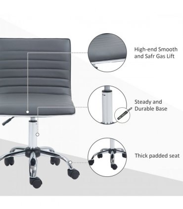 Office Chair PU Leather Dark Grey 48L x 52W x 90H cm Adjustable Height Swivel