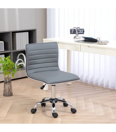 Office Chair PU Leather High-Density Sponge Light Grey 48L x 52W x 90H cm