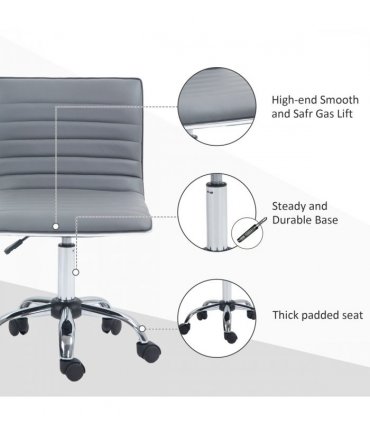 Office Chair PU Leather High-Density Sponge Light Grey 48L x 52W x 90H cm