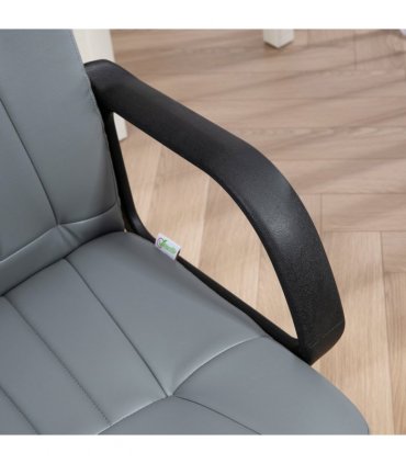 Office Chair Grey Faux Leather + Sponge 360 Swivel Strong 5 Castor 59.5x60x104cm