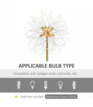 Floor Lamp Gold Tone Metal Crystal Marble Elegant Dandelion-like Lampshade