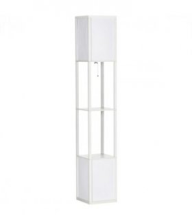 Shelf Floor Lamp White MDF PP Terylene Cotton 26L x 26W x 156Hcm Dual Light