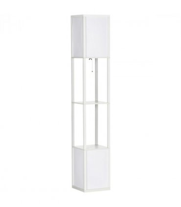 Shelf Floor Lamp White MDF PP Terylene Cotton 26L x 26W x 156Hcm Dual Light