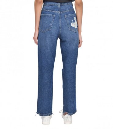 TORN HEM RIP MOM DARK WASH 10