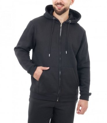 BASIC MENS ZIPPER HOODIE BLACK M