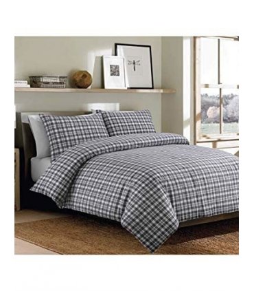 BONTON FLANNEL GREY PLAID BEDSET DB