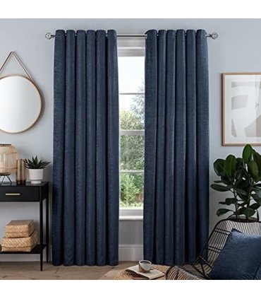 CHENILLE EYELET CURTAIN NAVY  46 X 54