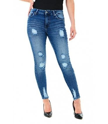 MULTI RIP SKINNY DARK BLUE WASH 30