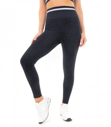 LEOPARD PRINT SEAMLESS LEGGINGS BLACK L