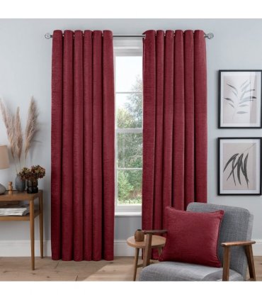 CHENILLE EYELET CURTAIN RED 46X54