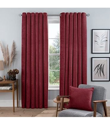 CHENILLE EYELET CURTAIN RED 46X54