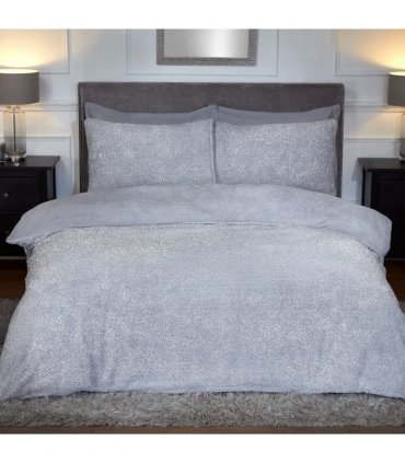 SPARKLE TEDDY FLEECE DUVET SET GREY KS
